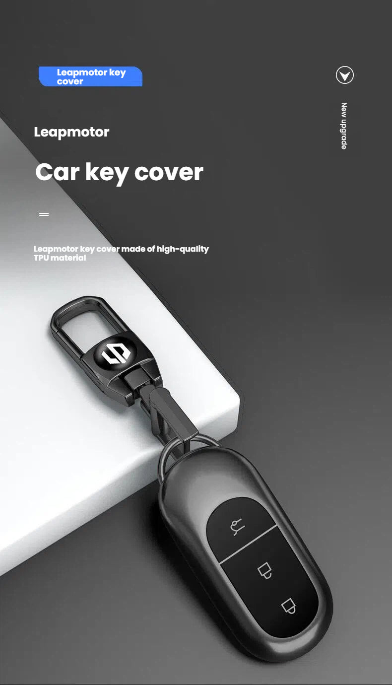 Leather Car Key Case Cover for Leapmotor C11 C10 T03 C01 C16 B10 Key Fob Protective Shell Luxury Auto Accessories