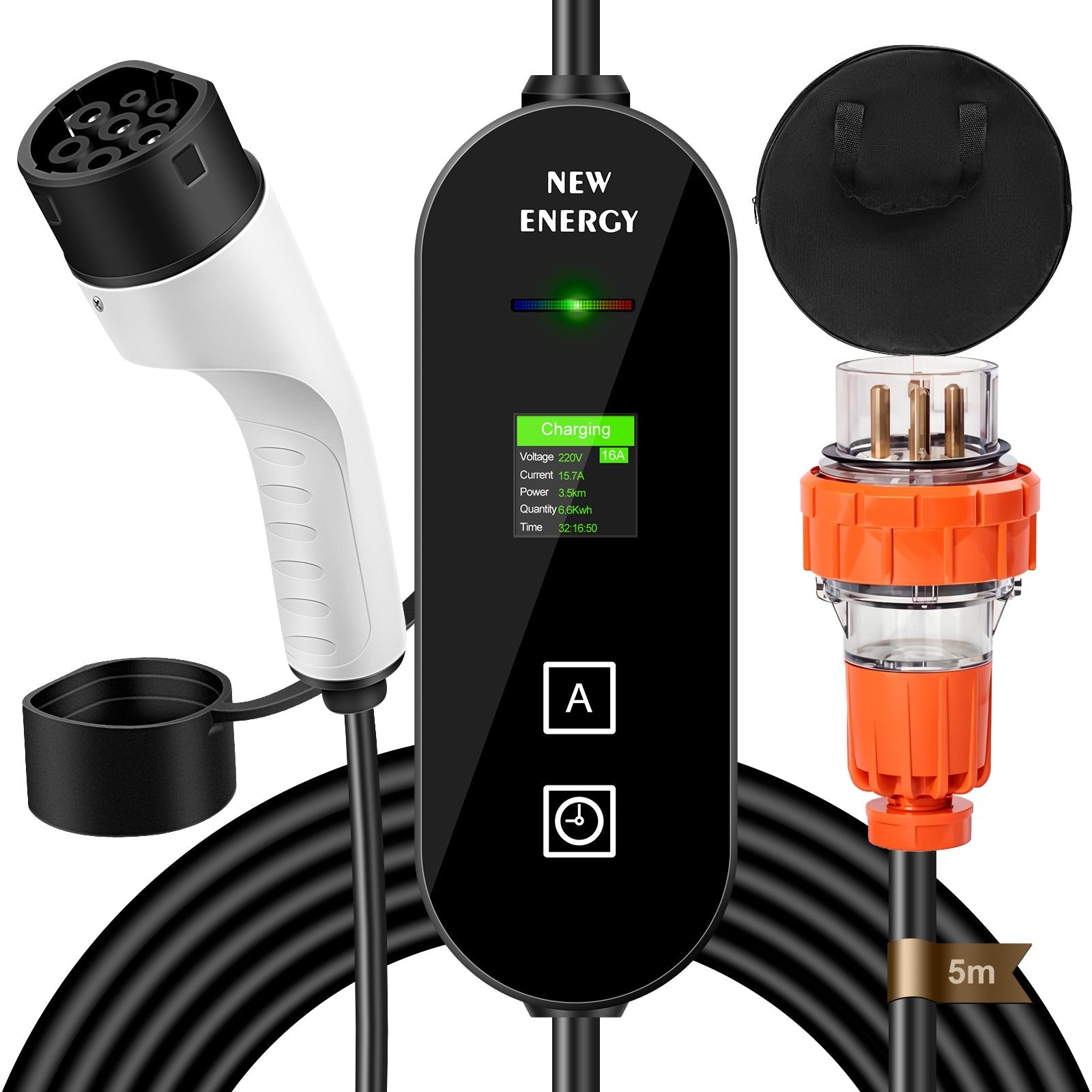 Portable 7KW 32A Type 2 EV Charger 5M/10M Single Phase CEE 3PIN EU plug