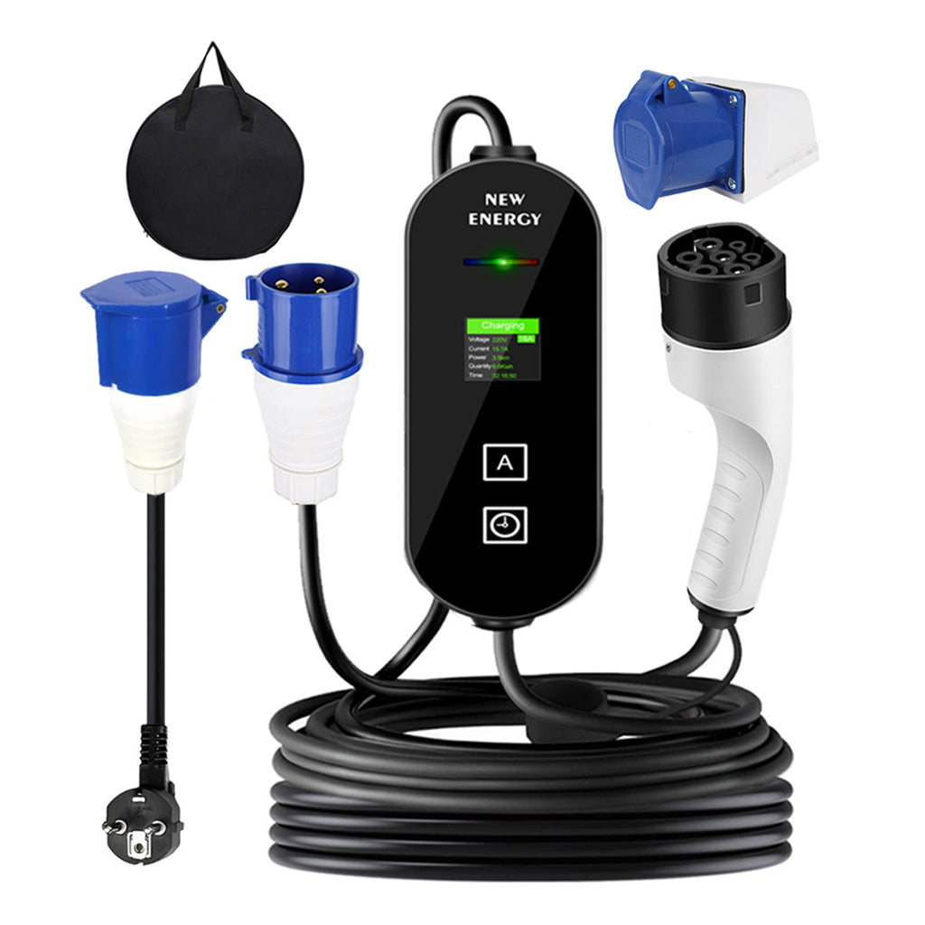 Portable 7KW 32A Type 2 EV Charger 5M/10M Single Phase CEE 3PIN EU plug