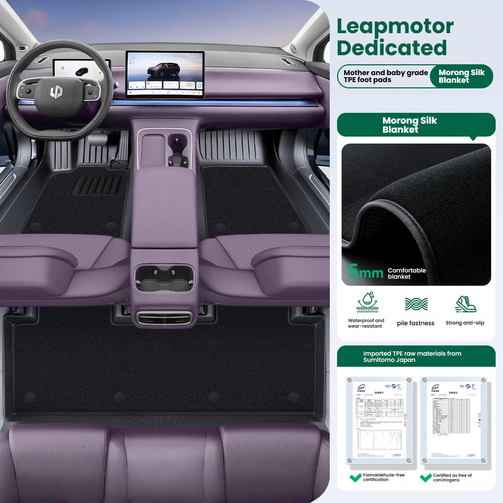 Tappetini auto TPE a copertura totale per Leapmotor C10 A10 B10 B01 C16 C11 Lafa5, su misura, impermeabili, accessori interni