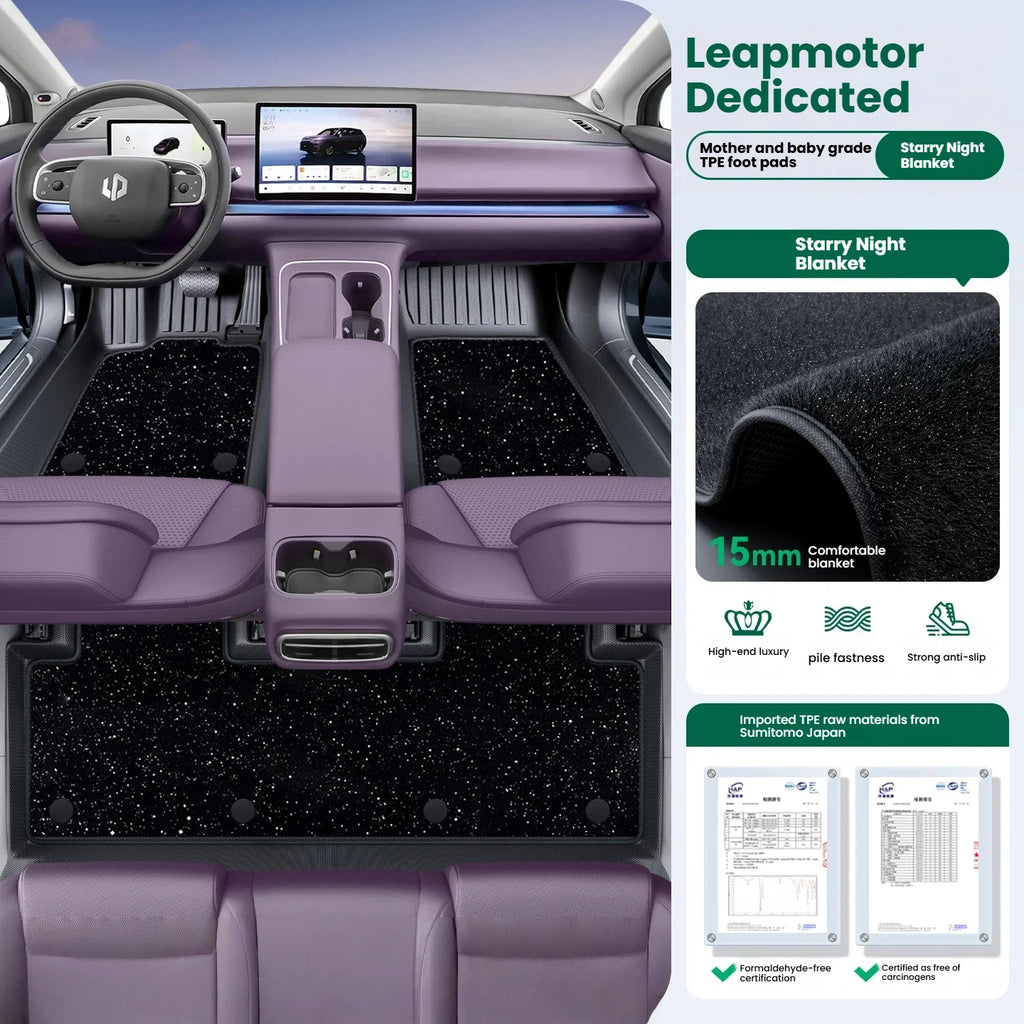 Tappetini auto TPE a copertura totale per Leapmotor C10 A10 B10 B01 C16 C11 Lafa5, su misura, impermeabili, accessori interni