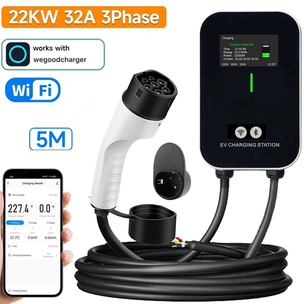 7KW 11KW 22KW Type 2 Electric Vehicle Charger Car Charging Station