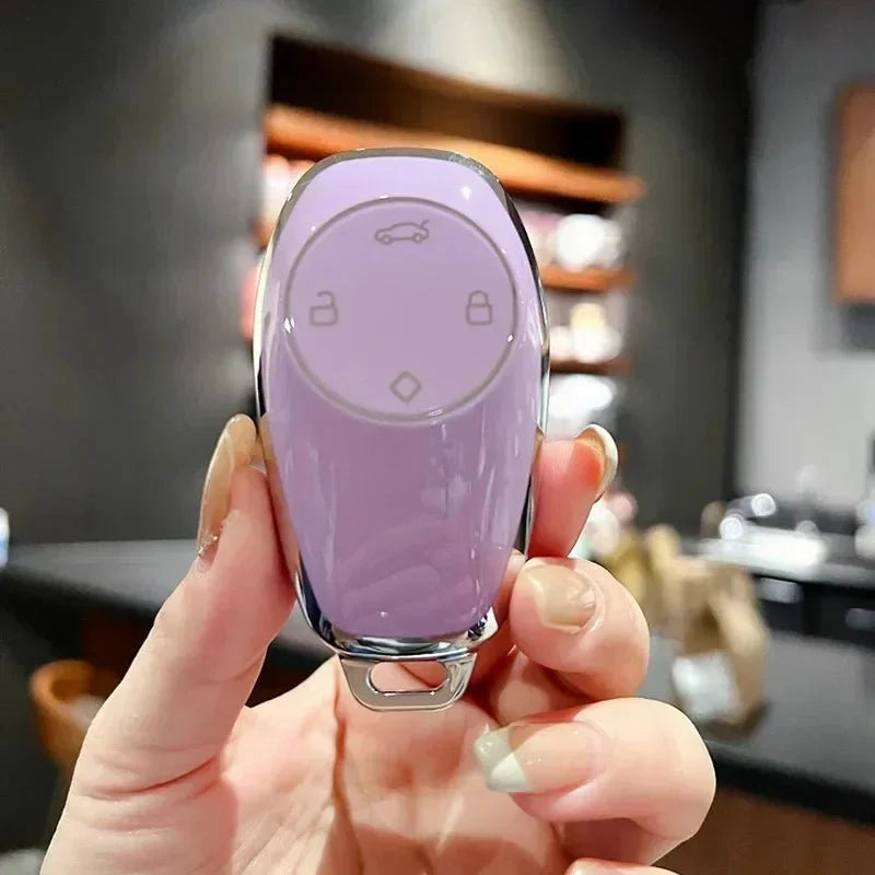 Car Carbon Fiber Leather Rope Keychain Key Ring For Leapmotor - Leapmotor Accessories