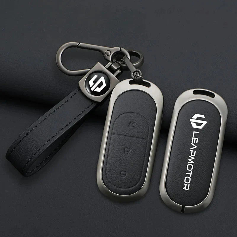 Zinc Alloy Leather Car Remote Key Case Cover For Leapmotor - Leapmotor Accessories